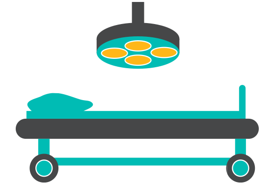 Illustration of an operating table