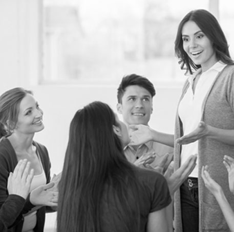 female leading a team