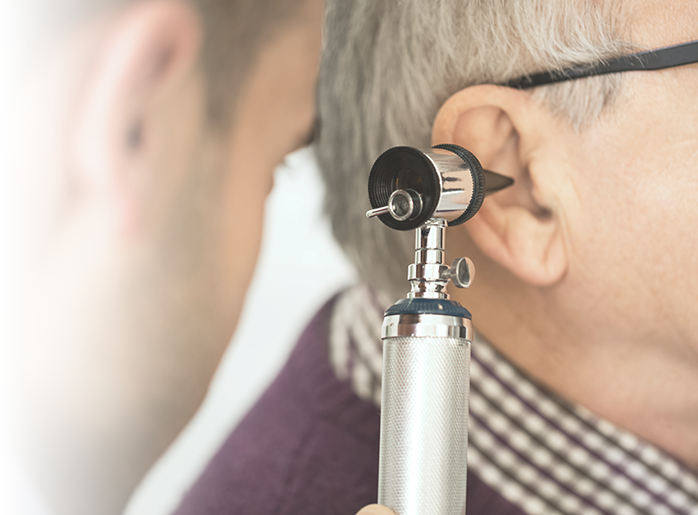 Man getting ear exam