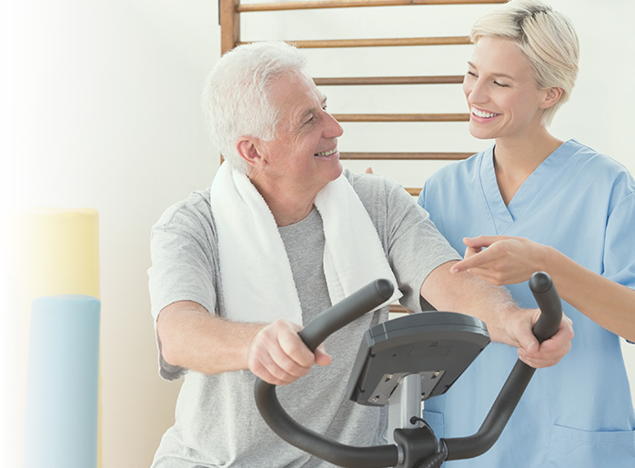 Man on exercise bike