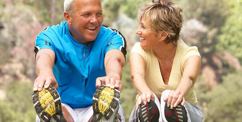 Man and woman on bikes