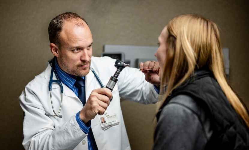 Urgent care provider with patient